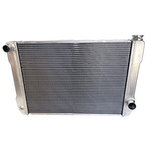 BSC 28in x 19in GM Crossflow Tube Aluminum Radiator - Top Left Inlet / Angled Bottom Right Outlet