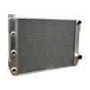 BSC 27in x 19in GM Double Pass Aluminum Radiator with AN Fittings - Top Right Inlet / Angled Bottom Right Outlet