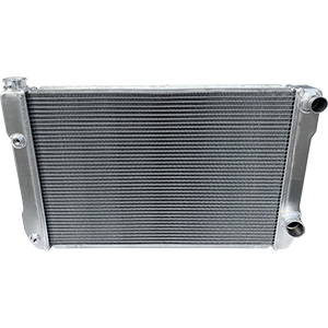 BSC 31in x 19in GM Double Pass Aluminum Radiator - Top Right Inlet / Angled Bottom Right Outlet