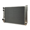BSC 27in x 19in Ford Double Pass Aluminum Radiator with AN Fittings - Top Left Inlet / Angled Bottom Left Outlet