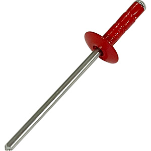 BSC 1/8" Diameter x 3/8" Grip x 3/8" Aluminum/Steel Head Red Rivets - Box of 250