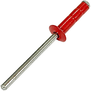 BSC 3/16" Diameter x 1/2" Grip x 3/8" Aluminum/Steel Head Red Rivets - Box of 250