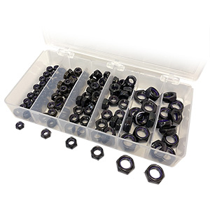 BSC 10-32 to 1/2in-20 Fine Thread 125-Piece Black Thin Locknut Kit