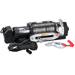 Bulldog 12000lb Trailer Winch, Synthetic Rope, Hawse Fairlead