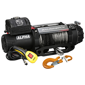 Bulldog 15000lb Alpha Truck Winch, Synthetic rope, hawse fairlead