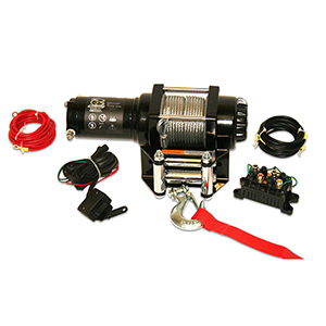 Bulldog 2500lb ATV Winch, with Mini-Rocker Switch, Mounting Channel, Roller Fairlead