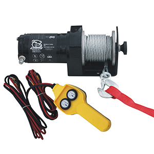 Bulldog 2000lb Utility Winch, 50ft wire rope, hand held controller