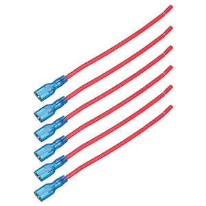 Bulldog Switch Wire 16awg, spade to open, red, 6pcs