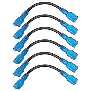 Bulldog Switch Wire 16awg, spade to spade, black, 6pcs