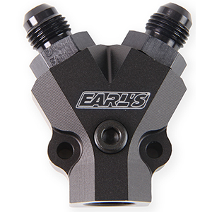 Earl's Fuel Distribution Y-Block, Inlet Size 3/8" NPT