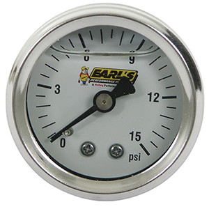 Earl's Oil Filled Fuel Pressure Gauge, 15 PSI