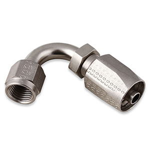 Earl's Power Steering Hose End - 120 Degree -6 AN - Steel with Nickel Plating