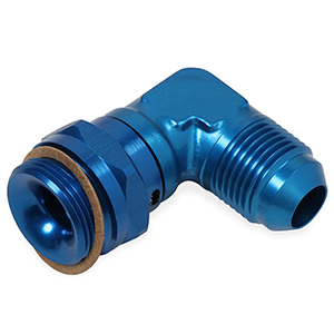 Earl's Radiused Fuel Pump & Regulator Fitting, -6 AN Male to 5/8"-18 Swivel