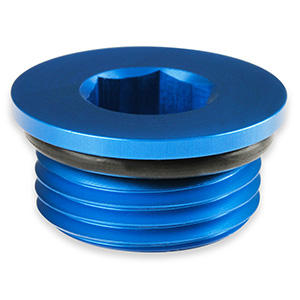 Earl's -10 AN Port Plug with O-Ring Seal, Blue Anodized Aluminum
