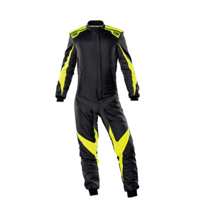 OMP Racing One Evo X Suit, Black/Florescent Yellow Size 58