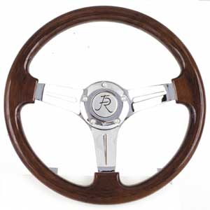 Steering Wheel: Woodys Iii: Mahogany/Chrome 3-Spoke Steering Wheel