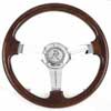 Steering Wheel: Woodys Iii: Mahogany/Chrome 3-Spoke Steering Wheel