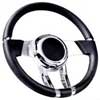 Steering Wheel: Waterfall 13.8" Black Leather Steering Wheel - Black