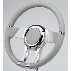 Steering Wheel: Waterfall 13.8" Light Grey Leather Light Grey