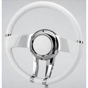 Steering Wheel: Waterfall: 13.8" White Leather