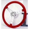 Steering Wheel: Vette 6 Bolt Laser Polished Aluminum 15" (Red Leather)