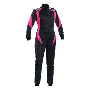 OMP Racing Elle  Suit, Black/Fuchsia Size 38
