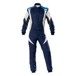 OMP Racing First Evo Suit, Navy/Cyan Size 52