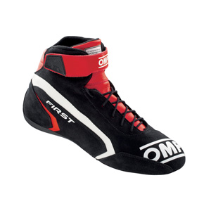 OMP Racing FIRST Shoes, Black/Red Size 39