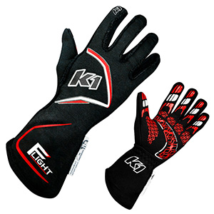 K1 FLIGHT Driving Gloves, Black/Red, 2X-Large