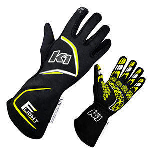 K1 FLIGHT Driving Gloves, Black/FLO Yellow, 2X-Large