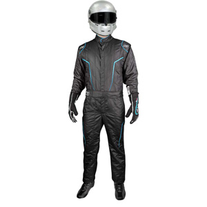 K1 GT2 Adult Nomex Fire Suit- Black, Flo Blue - Size XL