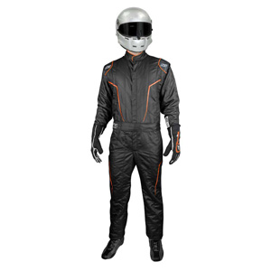 K1 GT2 Adult Nomex Fire Suit- Black, Flo Orange - Size XL