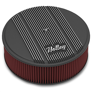 Holley 120-157 Holley Air Clnr, Finned, W/ 14x4 Premium Fltr, Blk