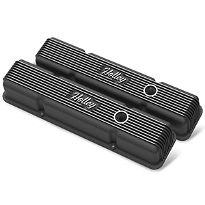 Holley 241-242 Sbc Holley Valve Covers,finned,w/emis,blk