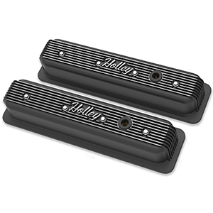 Holley 241-247 Sbc Valve Covers Center-bolt Finned Non-emis Blk