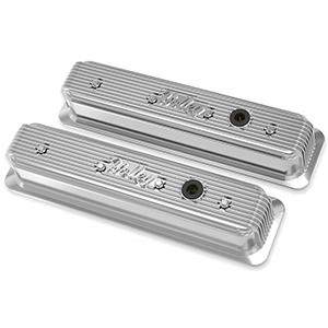 Holley 241-248 Sbc Valve Covers Center-bolt Finned Non-emis Pol
