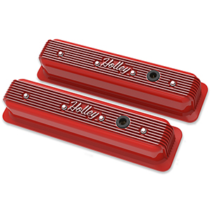Holley 241-250 Sbc Valve Covers Center-bolt Finned Non-emis Red