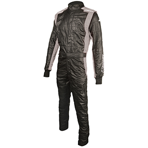 Impact Racer Driving Suit, 1-Piece, Black/Gray, Size Large