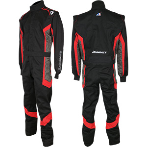 Impact Carbon6 Racing Suit, 1-Piece, Black/Red, Size Small