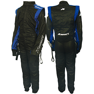 Impact Mini-Racer Firesuit, 1 Piece, Black/Blue, X-Large