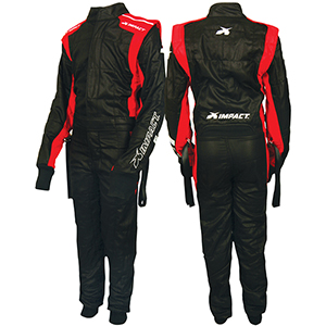 Impact Mini-Racer Firesuit, 1 Piece, Black/Red, Large