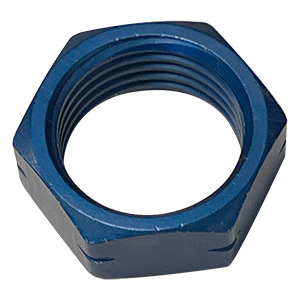 BSC 5/8-18" Blue Aluminum Jam Nut, 3/4" Hex, Left Hand