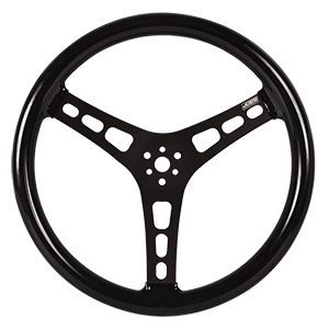 Joes Racing 15" Flat Steering Wheel, Rubber Coated With Black Center