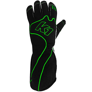 K1 RS-1 Karting Gloves, Green/Black, 3X-Small