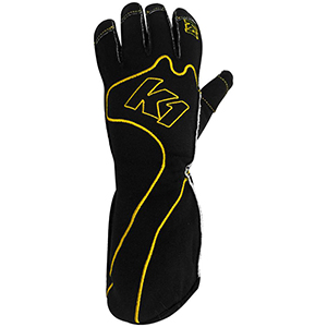 K1 RS-1 Karting Gloves, Yellow/Black, 4X-Small