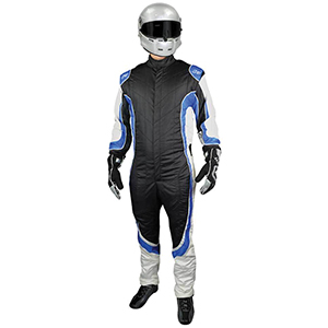 K1 Race Gear Champ Racing Suit, SFI/FIA, Black/Blue, Size Large (56)