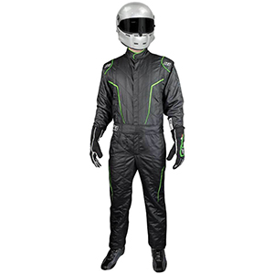 K1 Race Gear GT-2 Racing Suit, Black/FLO Green, Size XX-Large (64)