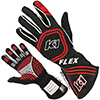 K1 Flex Black Series Auto Racing Gloves, Black/Red, X-Large