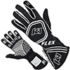 K1 Flex Black Series Auto Racing Gloves, Black/White, Large