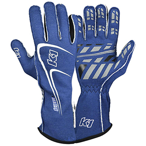 K1 Track 1 Auto Racing Gloves, Blue, Small